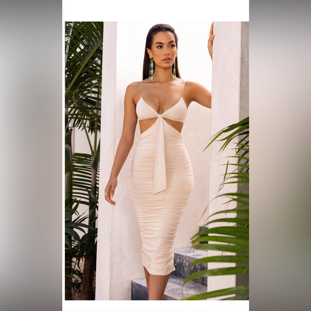 Oh Polly Midi Dress in Cream